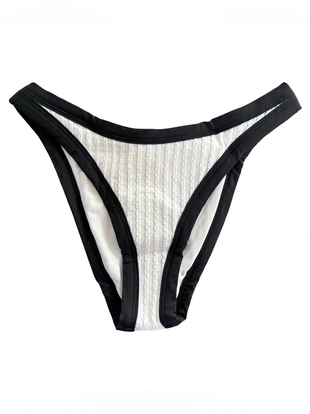 L*Space Foley Bitsy Bikini Swim Bottom Black Ivory Textured NWT Size S